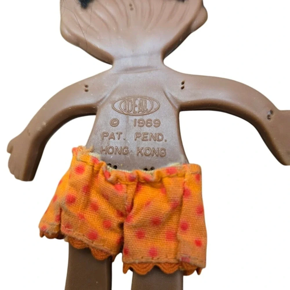 Vintage Ideal 1969 Flatsy Dolls Hong Kong Green Hair‎ Orange Outfit